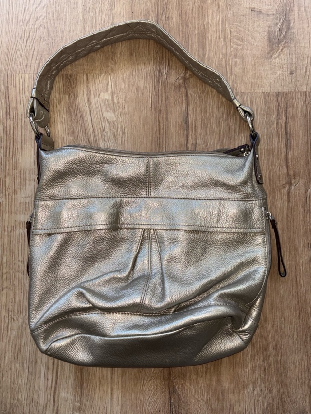 Tignanello Metallic Silver Shoulder Bag